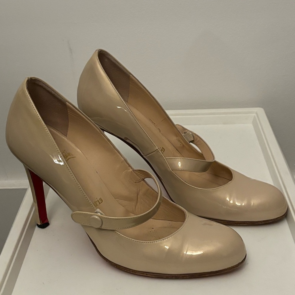 Christian Louboutin cream heels, size 38.5